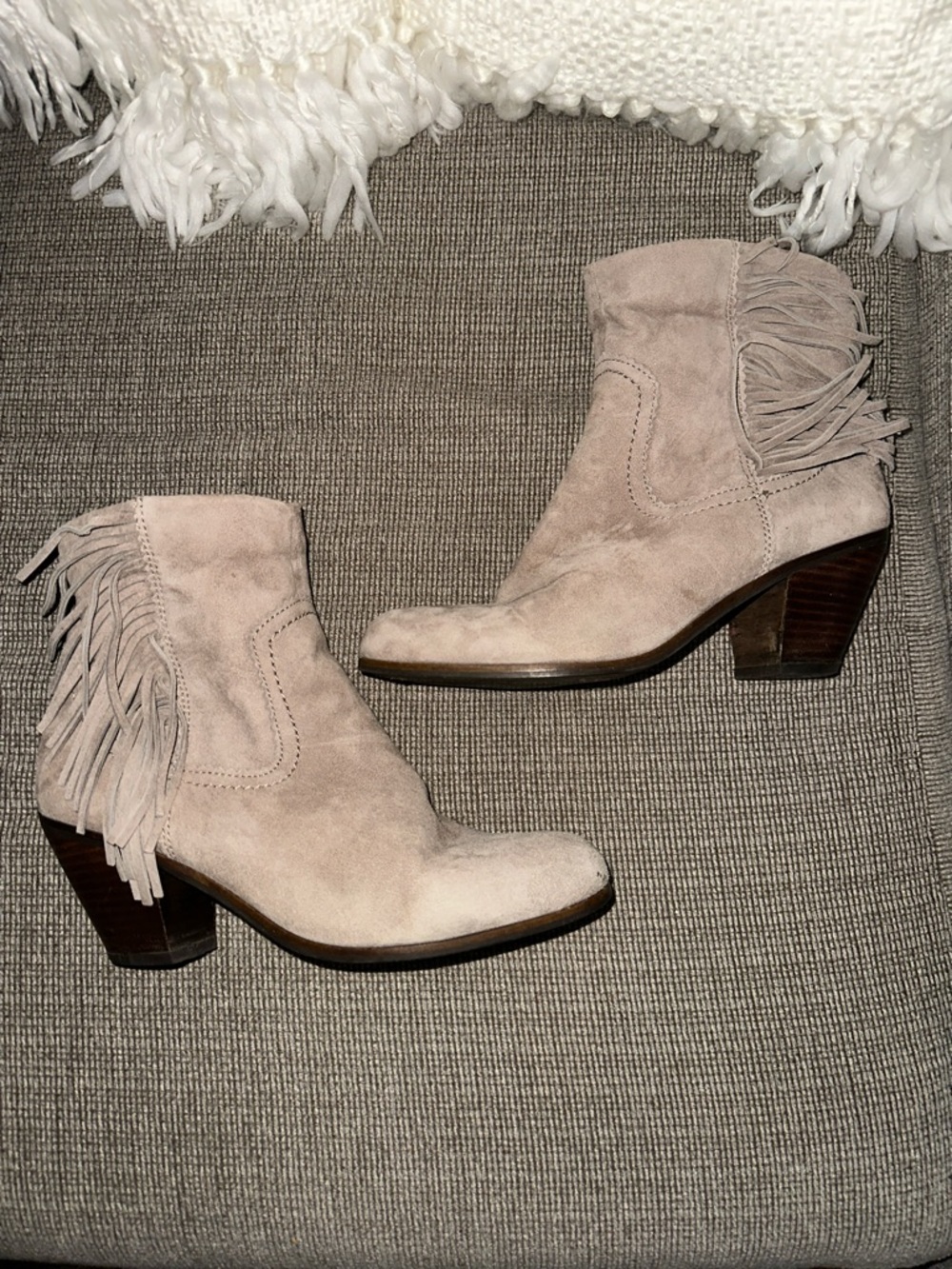 Sam Edelman Tan Suede Fringe Ankle Boots